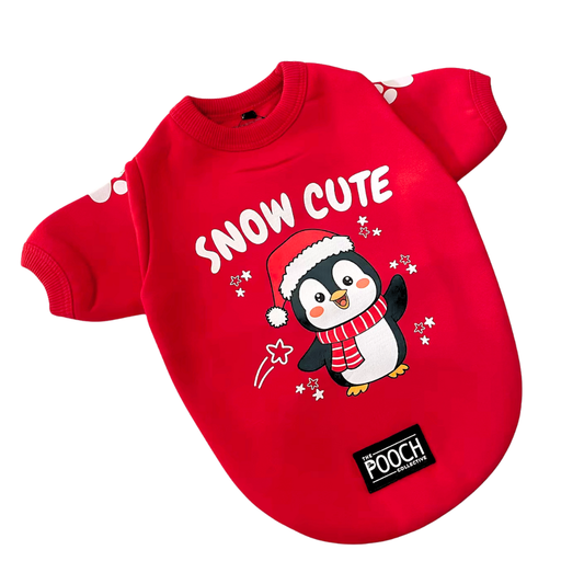 Snow Cute Cat Fleece sweatshirt ( Red )