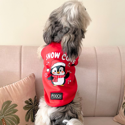Snow Cute Dog Fleece sweatshirt ( Red )