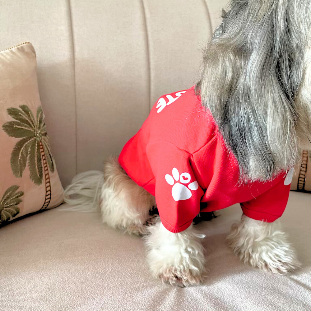 Snow Cute Dog Fleece sweatshirt ( Red )