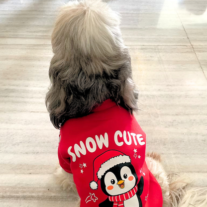Snow Cute Dog Fleece sweatshirt ( Red )