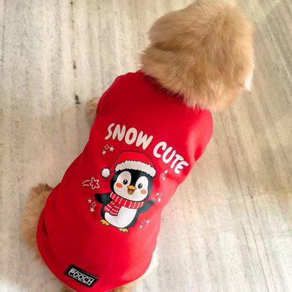 Snow Cute Dog Fleece sweatshirt ( Red )
