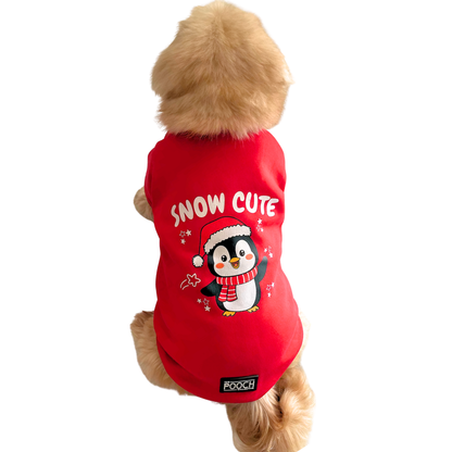 Snow Cute Dog Fleece sweatshirt ( Red )